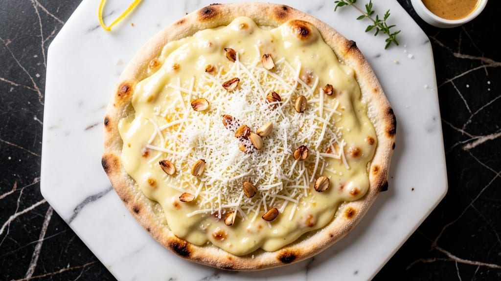 Alfredo Cheese Pizza Recipe: Buttery Parmesan Sauce with Crispy Breadcrumb Crown