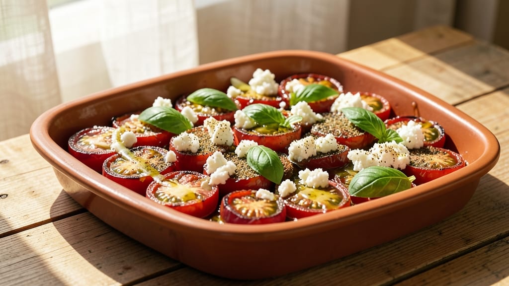 Baked Grape Tomatoes and Feta Recipe: Sun-Dried Sweetness With Crumbly Cheese Bites