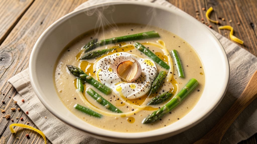 Asparagus Cheese Soup Recipe: Velvety Green Comfort With Toasted Bread Topping