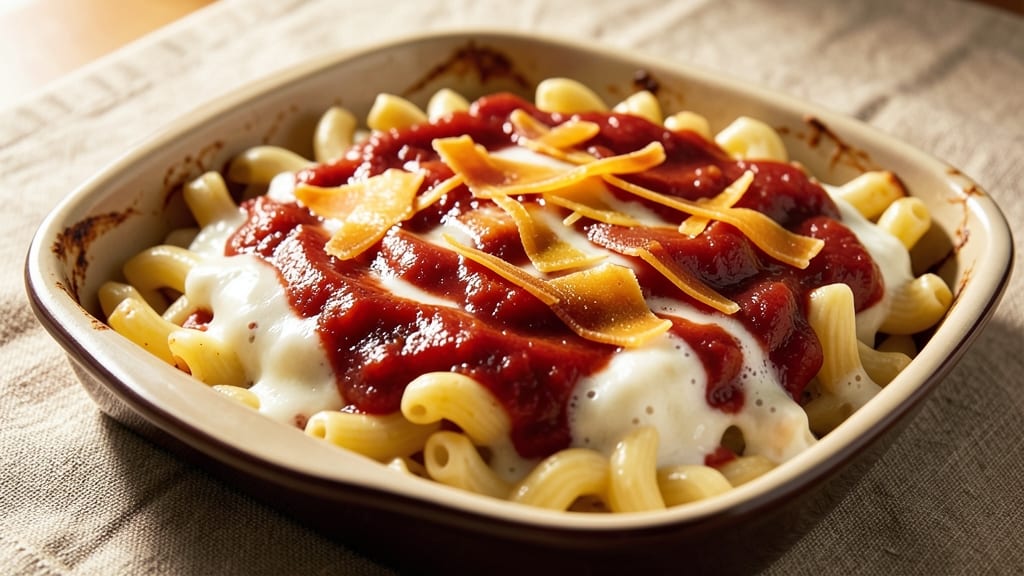 Baked Macaroni and Cheese Recipe with Tomato Sauce: Rustic Tomato-Cheddar Fusion in One Pan