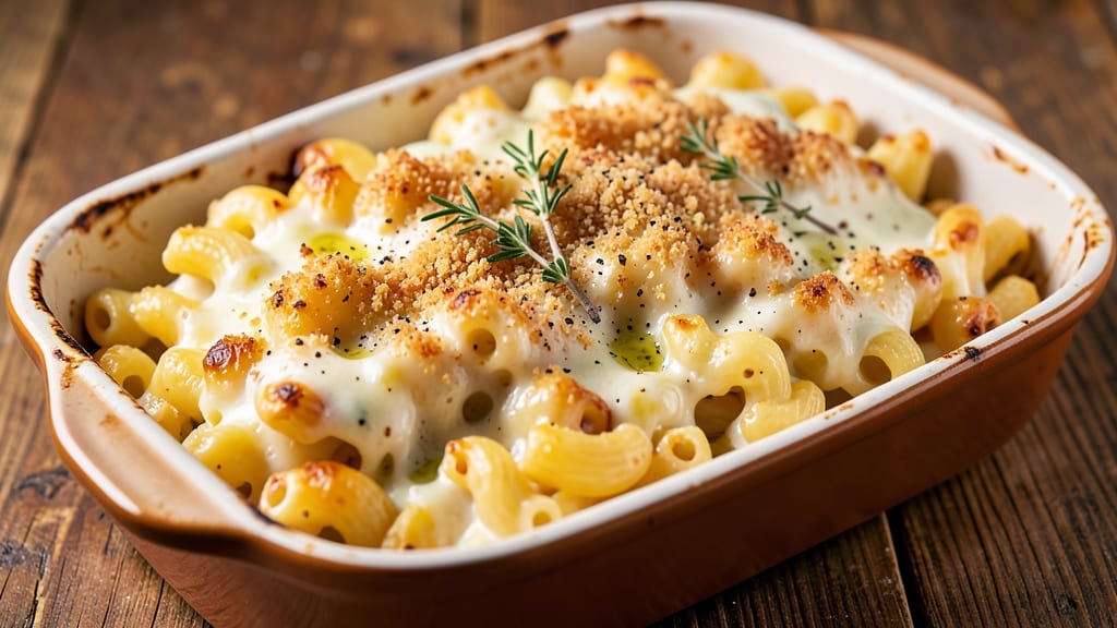 Baked Macaroni and Cheese Recipe with Whipping Cream: Ultra-Smooth Velvety Texture in One Bowl