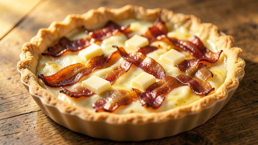 Bacon and Cheese Quiche Recipe With Milk: Crispy Crust, Gooey Pull-Apart Cheese Rivers