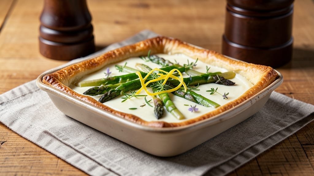 Asparagus Goat Cheese Tarts Recipe: Crispy Pastry With Herbed Cheese Rivers