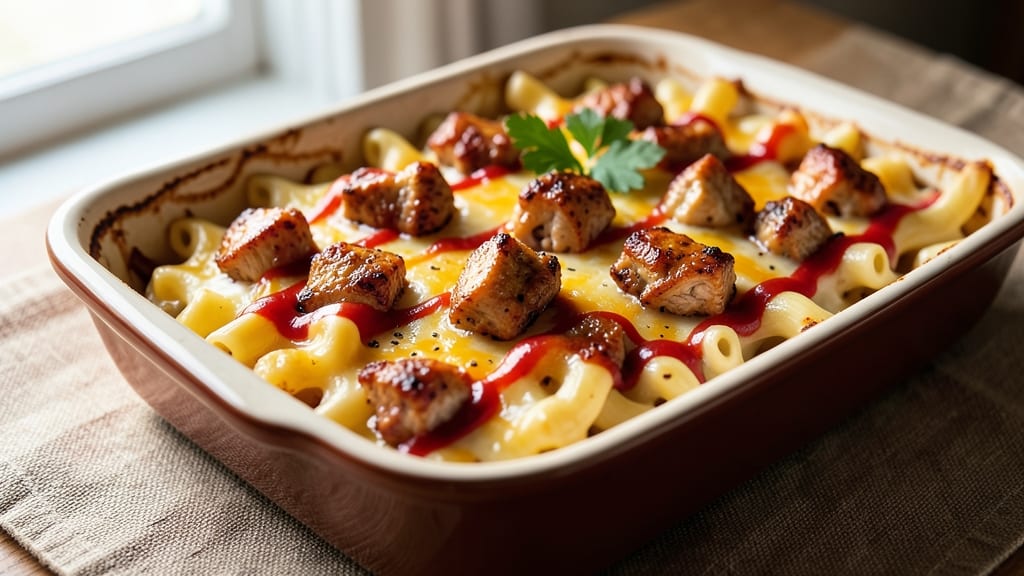 Baked Buffalo Chicken Mac and Cheese Recipe: Spicy Crispy Top and Gooey Cheese Rivers