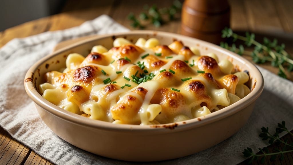Baked Cheddar Mac and Cheese Recipe: Triple-Layered Crunch With Warm Cheddar Rivers