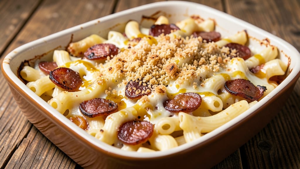 Baked Mac and Cheese With Sausage Recipe: Crispy Top, Smoky Sausage, One-Pan Wonder