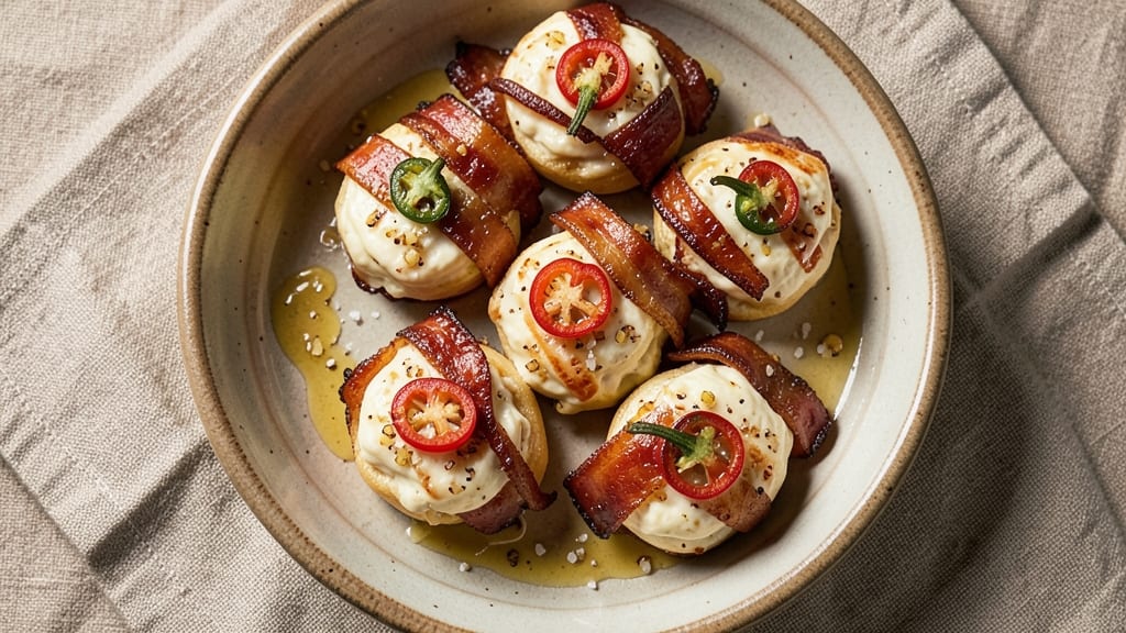 Bacon-Wrapped Cream Cheese Jalapeño Poppers Recipe: Crispy Bites of Spicy Cheese Bliss