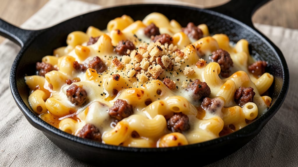 Baked Macaroni and Cheese With Sausage Recipe: Savory Breakfast Casserole With Crispy Top