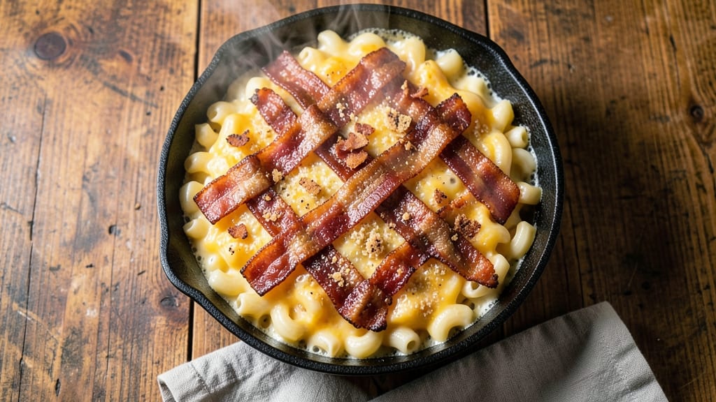 Bacon Mac and Cheese Casserole Recipe: Smoky Crispy Top With Gooey Pull-Apart Layers
