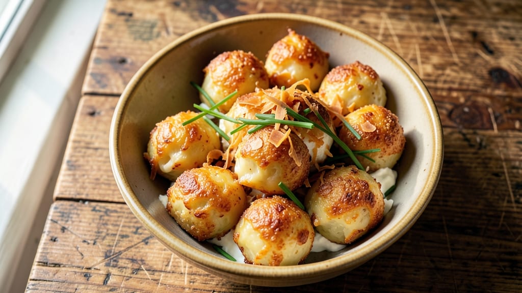 Baked Potato Cheese Balls Recipe: Crispy Crusts With Pull-Apart Cheese Rivers