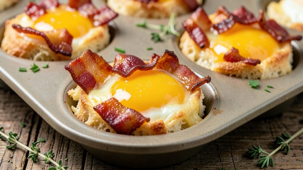 Bacon Egg and Cheese Cups Recipe: Crispy Edges and Runny Yolk Magic