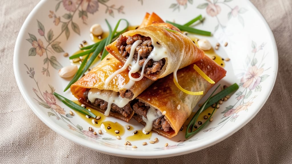 Beef and Cheese Egg Rolls Recipe: Crispy Wonton Shells With Savory Fillings