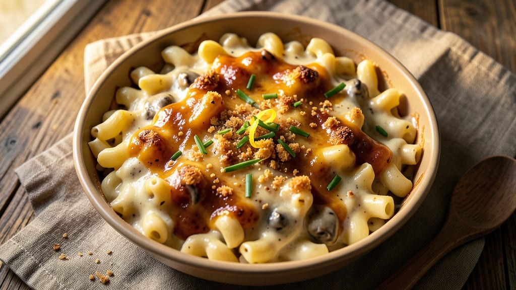 Baked Mac and Cheese Recipe with Cream of Mushroom Soup: Umami Depth and Crispy Breadcrust Top