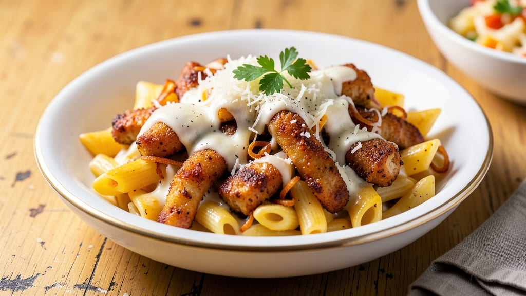 Applebee's Three Cheese Chicken Penne Copycat Recipe: Crispy Breadcrumbs Over Melted Mozzarella Streaks
