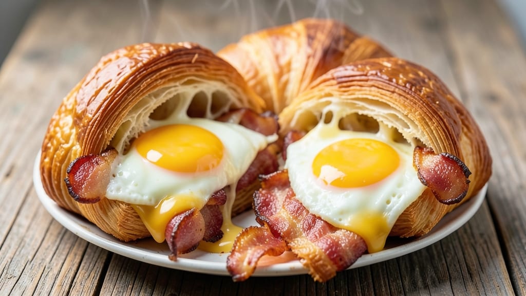 Bacon Egg and Cheese Stuffed Croissants Recipe: Flaky Pastry Wrapped Around Savory Bites