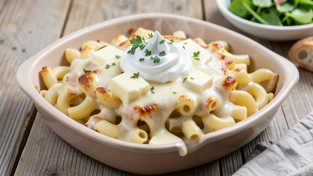 Baked Mac and Cheese Recipe with Cheese Sauce: Triple Cheese Layers and Crispy Breadcrumbs