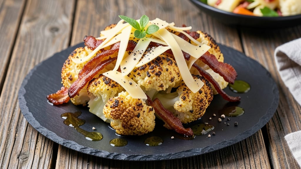 Baked Cauliflower Bacon Cheese Recipe: Crispy Top, Gooey Pulls, Breakfast Bliss