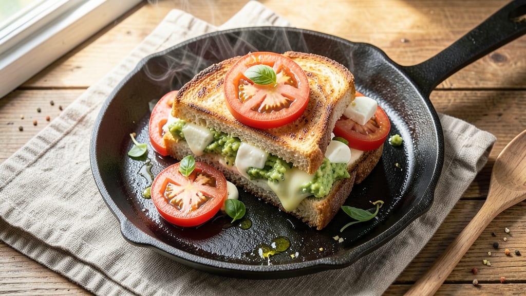 Avocado Mozzarella and Tomato Grilled Cheese Recipe: Crispy Crust Meets Fresh Triad Magic