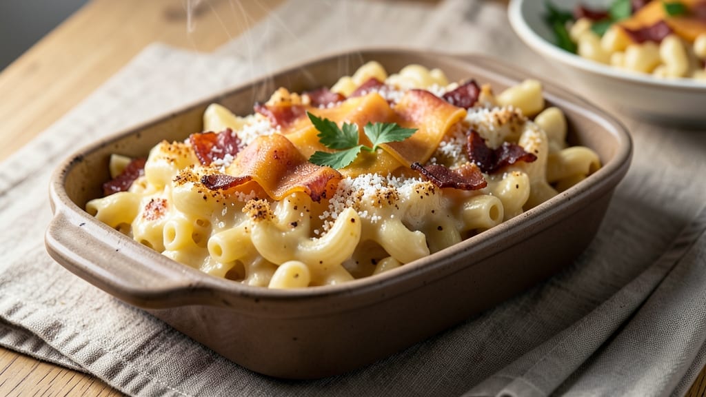 Baked Alfredo Mac and Cheese Recipe: Crispy Breadcrust Blanket Over Ultra-Smooth Sauce