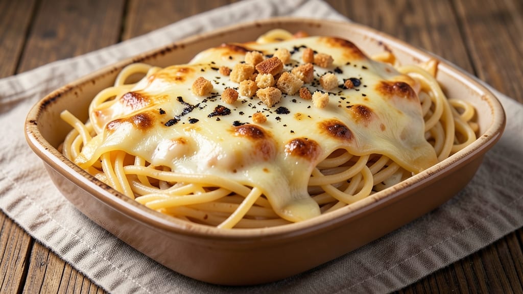 Baked Spaghetti Mac and Cheese Recipe: Crispy Top, Gooey Pull-Apart Layers
