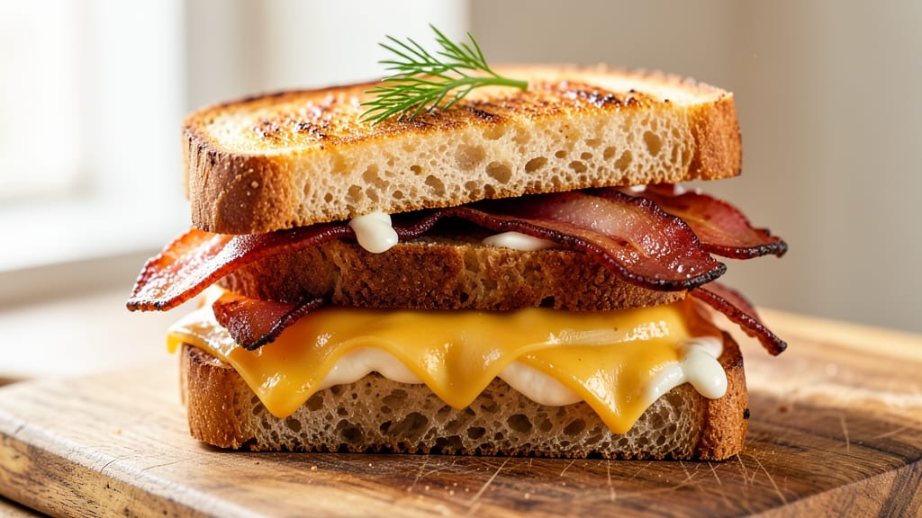 Bacon Grilled Cheese Sandwich Recipe: Smoky Crispy Crust With Melty Cheese Rivers